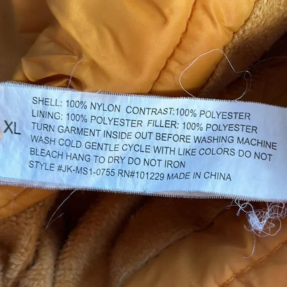 1 Sunset Lane Gold Puffer Jacket Women’s Size XL Quilted Winter Coat